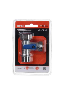 Шаровой кран Terma 3-проходной 1/2 на 3/4 на 1/2 н/н/в 33710