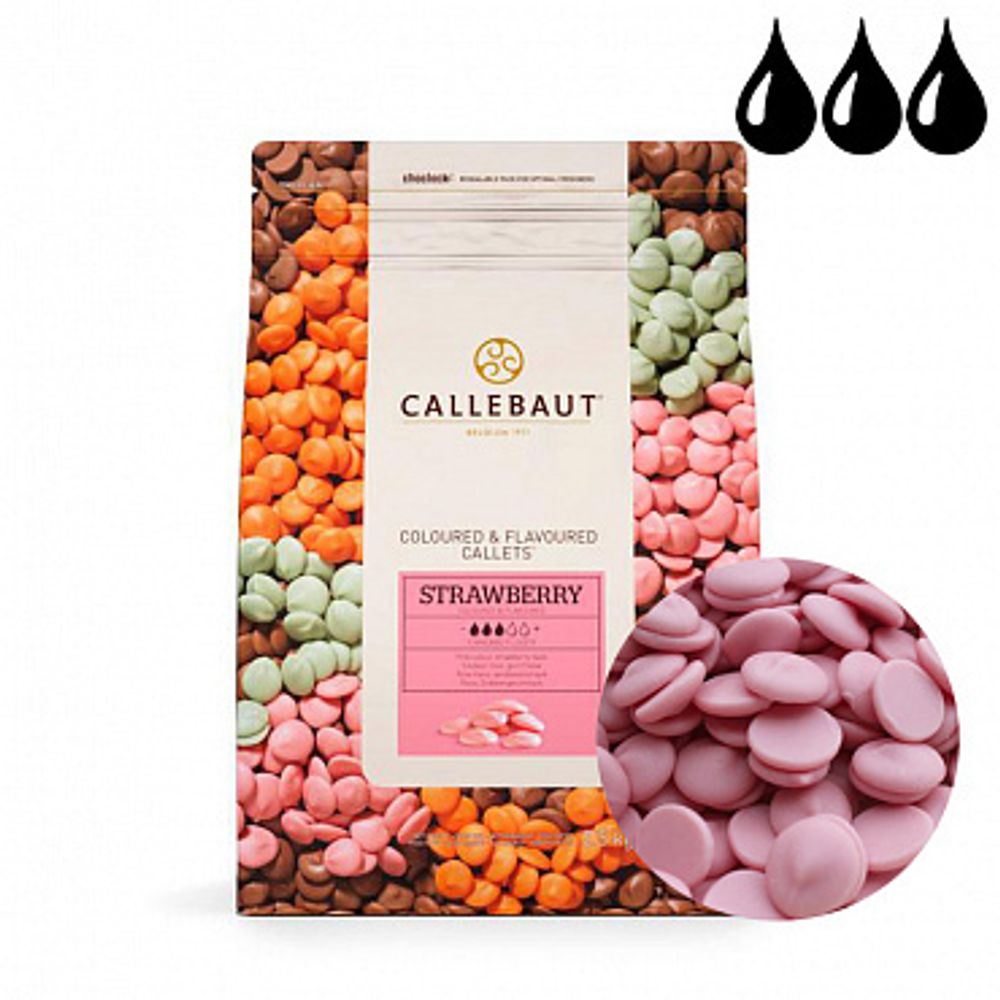 Шоколад со вкусом клубники розовый, Callebaut, 100 гр