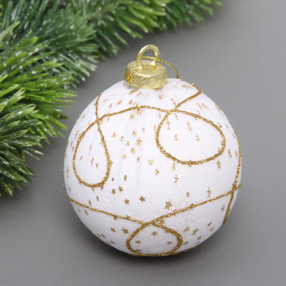 Новогодний шар «Зимнее кружево» 8 см, Золото