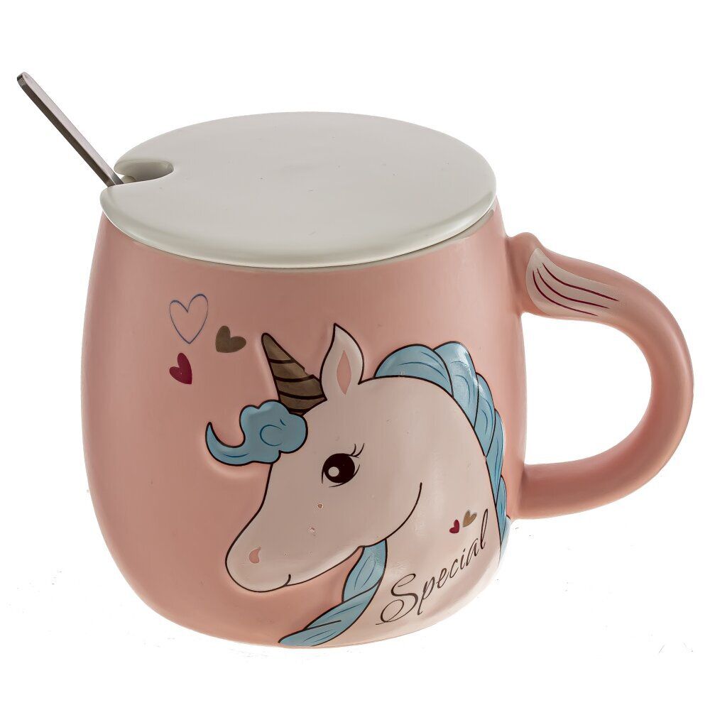 GAEM Кружка с крышкой и ложкой, 430 мл, L8,5 W8,5 H9 см, 4в.