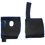 Ковры SHACMAN F3000 (экокожа, черный, синий кант, синяя вышивка)