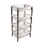 Этажерка прямоугольная 4х секционная черная-серебро