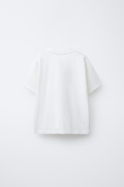 ZARA ФУТБОЛКА С ВЫШИВКОЙ, ЭКРЮ