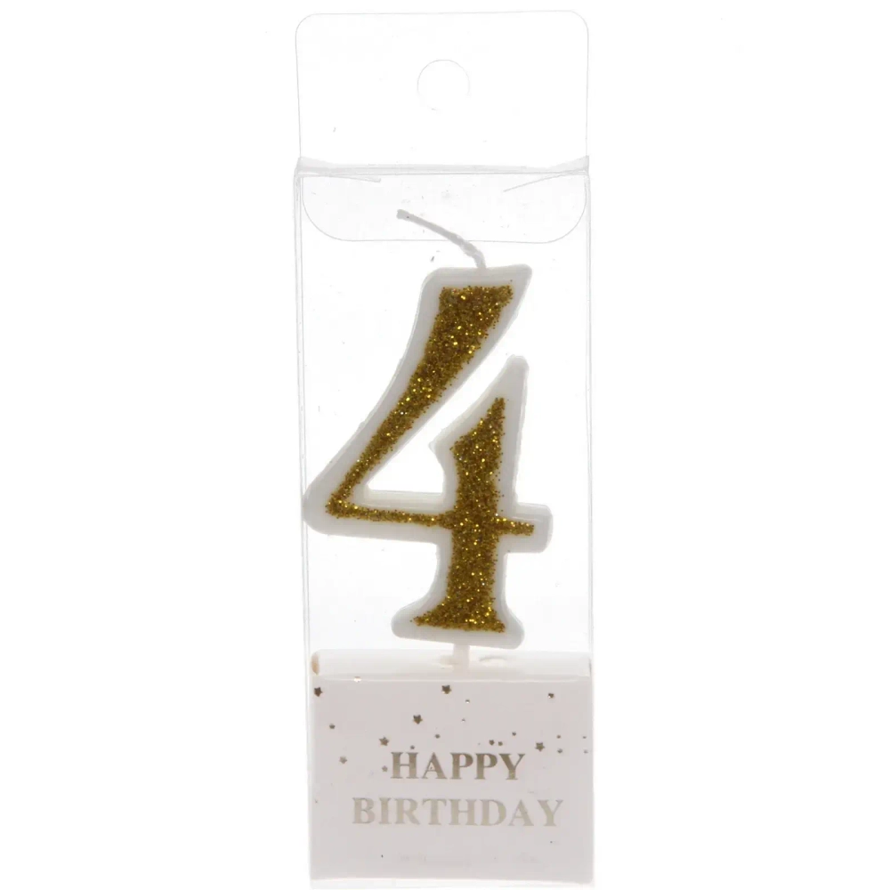 Свеча для торта Цифра Иллюзия «4» 9.5 см, золото