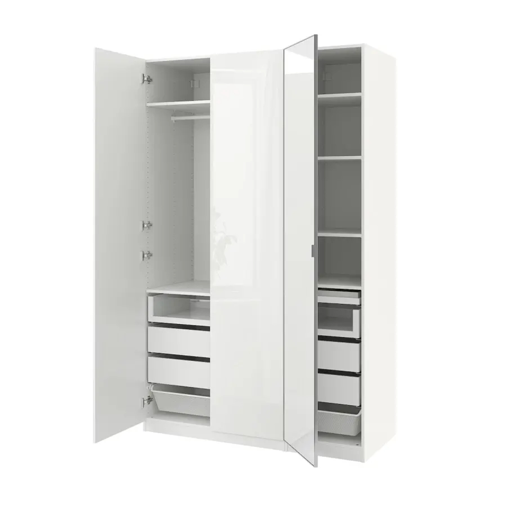 Шкаф - IKEA PAX/FARDAL/ÅHEIM/AHEIM/ПАКС/ФАРДАЛЬ/ОХЕЙМ ИКЕА, 60х150х236,4 см, белый/глянец/белое зеркало