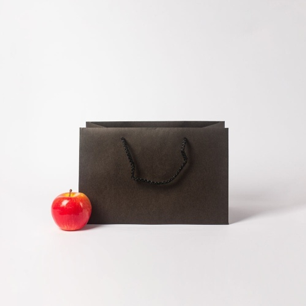 Пакет 31x20x18, чёрный, плотный крафт