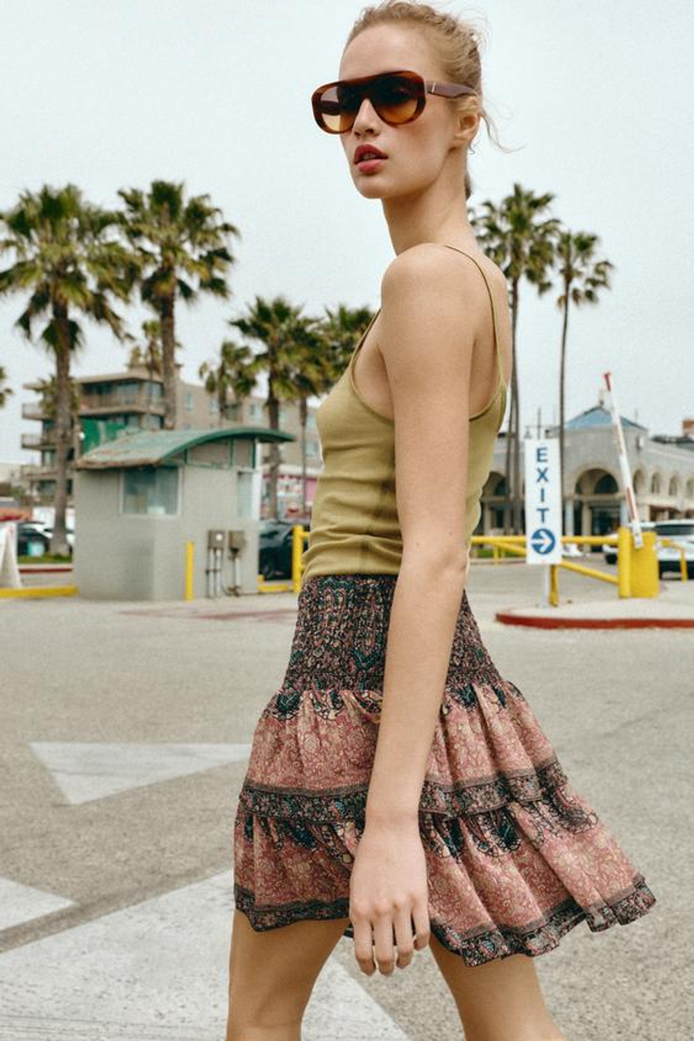 ZARA МИНИ-ЮБКА С ПРИНТОМ «СОТЫ», РАЗНОЦВЕТНЫЙ