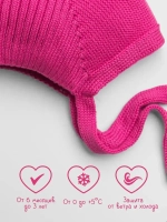 Чепчик для девочки вязаный на завязках на осень