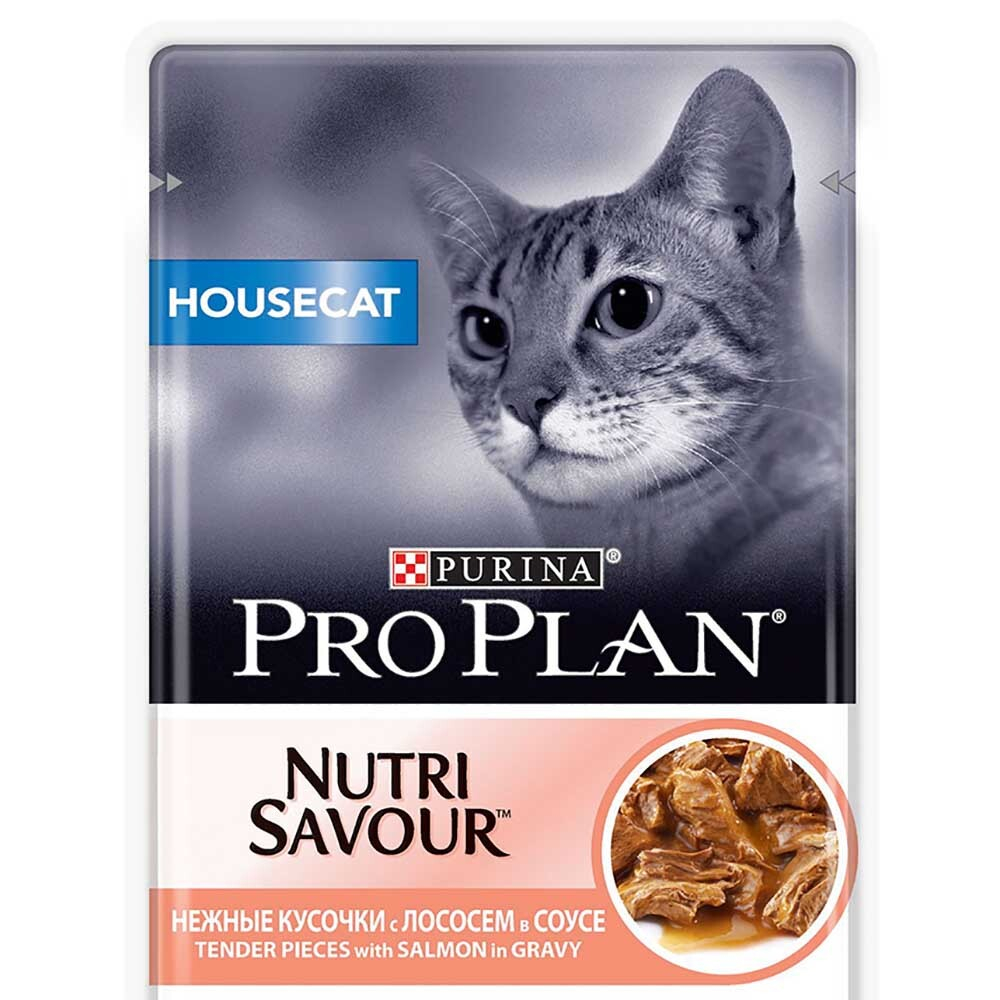 Pro Plan House Cat Salmon 85 г - консервы (пауч) для домашних кошек с низкой активностью (лосось)