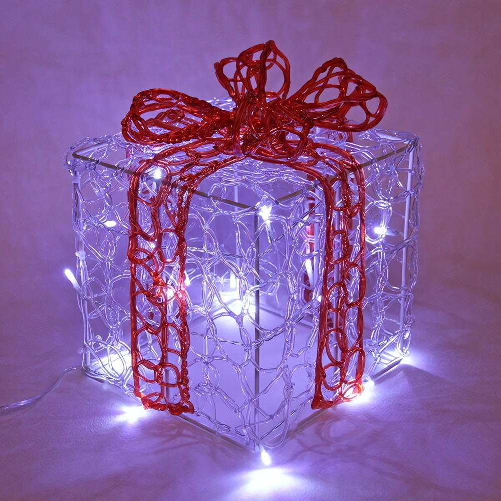 Фигура светодиодная «Подарок» 19 см, 20 ламп LED, IP-65, Белый/красный