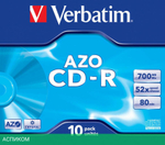 CD-R диск Verbatim AZO Crystal Jewel Case 10шт (43327)