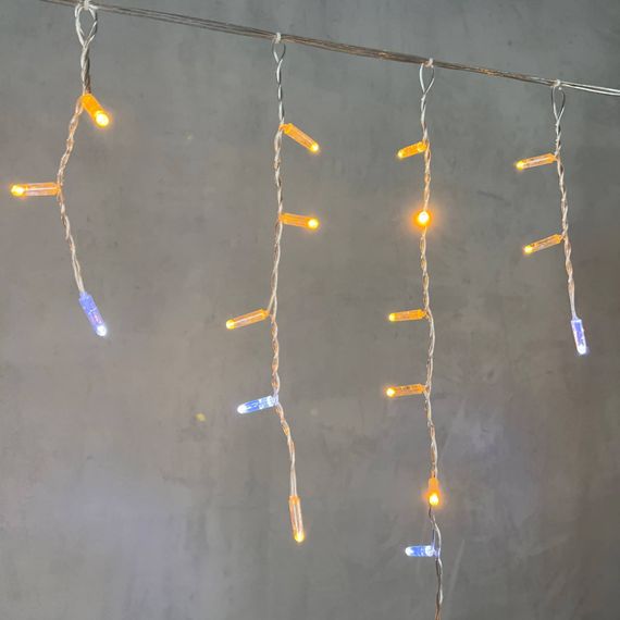 Светодиодная бахрома с колпачком 3,1*0,5 м., 120 желтых LED ламп, мерцание, прозрачный провод ПВХ, IP65, LTC (PIL120BLWCAP-10-2Y)