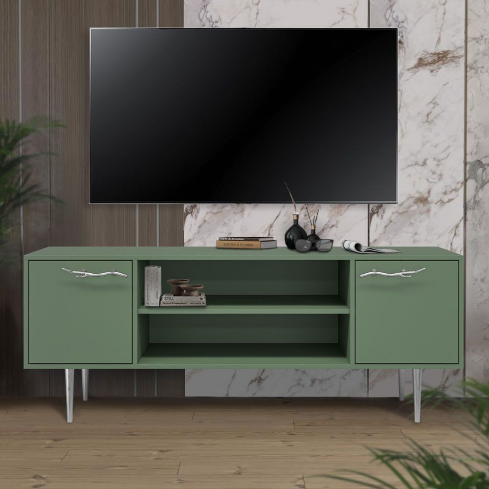 Тумба под ТВ Арт Колор matte 155см Стайл Сильвер Зеленый нефрит матовый