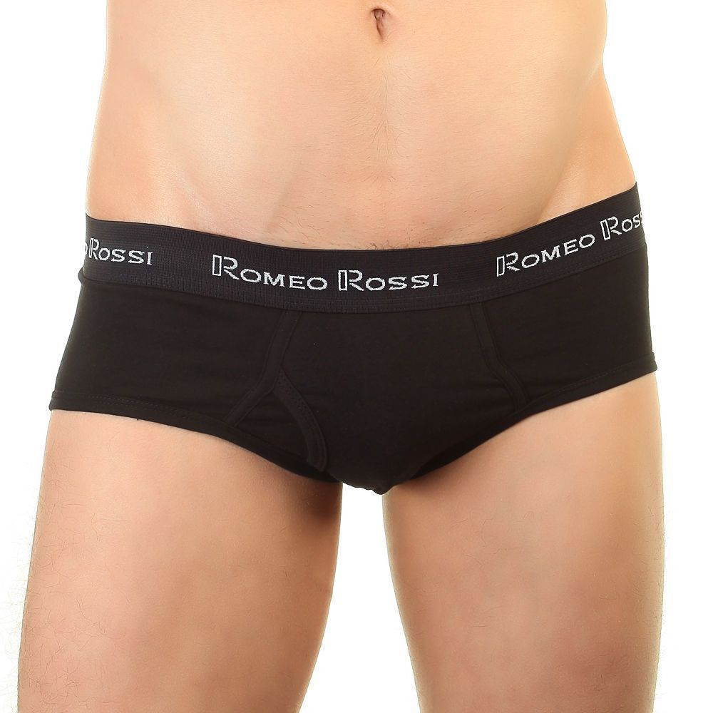 Мужские трусы брифы черные с черной резинкой Romeo Rossi RR366-102