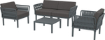Комплект пластиковой мебели Siesta Contract Portofino Lounge, темно-серый, темно-серый