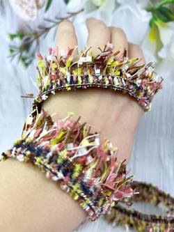 Тесьма с бахромой твидовая букле травка 35мм (1,5м в уп)