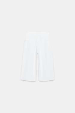 ZARA ДЛИННЫЕ ДЖИНСОВЫЕ ШОРТЫ Z1975 С ПУГОВИЦАМИ, БЕЛЫЙ