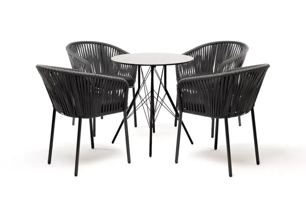 "Конте" обеденная группа на 4 персоны, круглый стол, цвет "серый гранит"