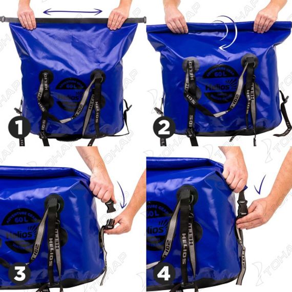 Гермосумка 60л (ПВХ, синий/черный) (HS-GS-60-BB) Helios