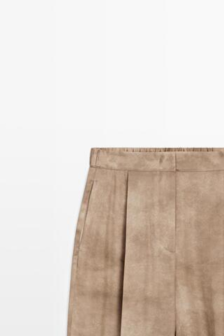 Massimo Dutti Струящиеся брюки с завязками, бежевый