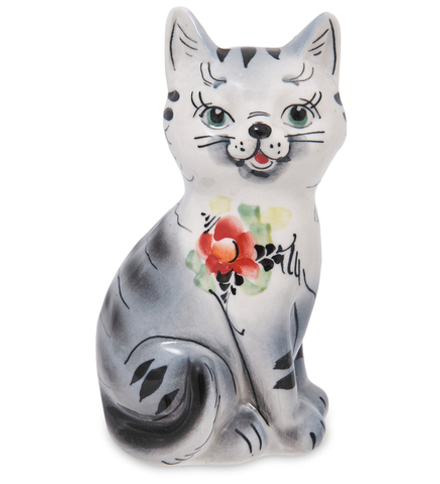 ГЛ- 093/2 Фигурка «Кошка» цв. (Гжельский фарфор)