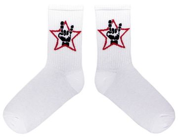Носки Рок звезда белые (027)