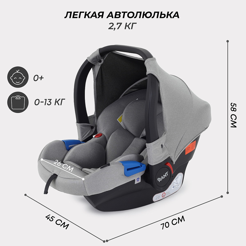 Детская коляска Riko Nano Thermo 3 в 1 с автокреслом Rant Cruise Grey 13 Black (черный)