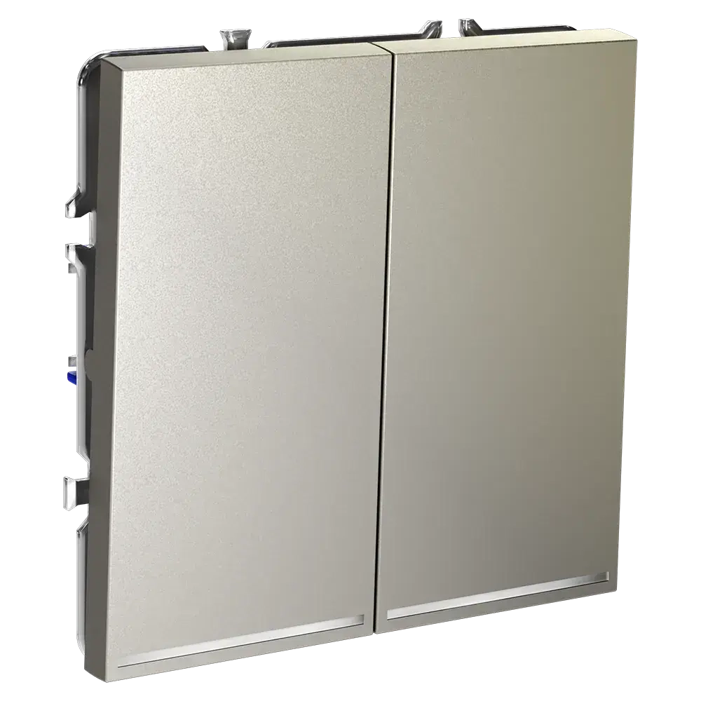 Выключатель встраиваемый VOLTUM S70 двухклавишный с подсветкой 10А, (шелк)