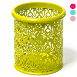 Подставка-стакан для канцтоваров Alingar, металлическая, круглая, узор "Цветы", ассорти