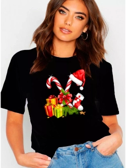 Футболка черная базовая на новый год