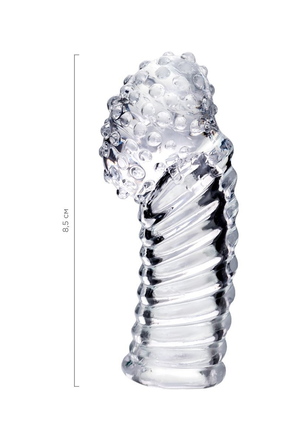 Прозрачная рельефная насадка на палец Dale - 8,5 см. (Цвет: прозрачный)