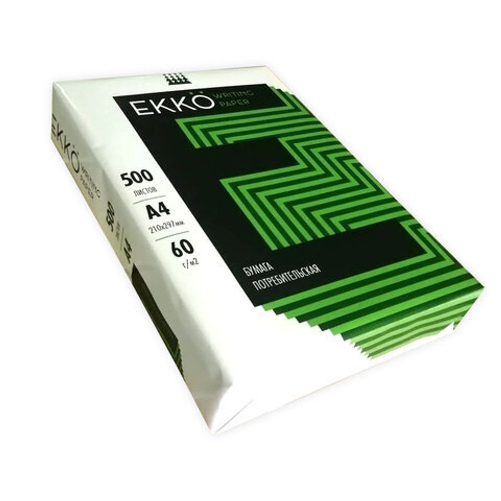 Бумага А4, 60 г/м2, белизна 60%, 500 листов, Россия, ЕККО, 114320