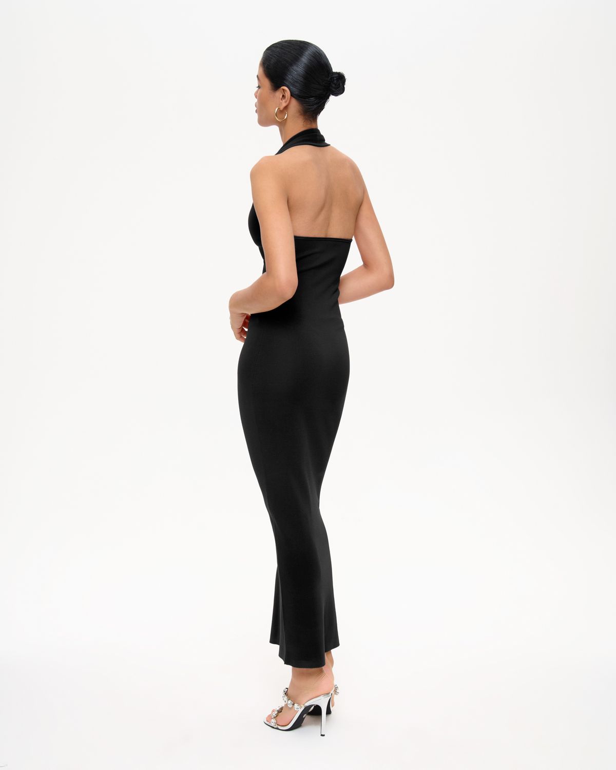 Платье миди с открытой спиной из вязанного трикотажа