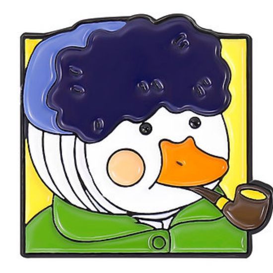 Значок металлический "Селезень с отрезанным ухом и трубкой", р-р 2,6х2,7 см