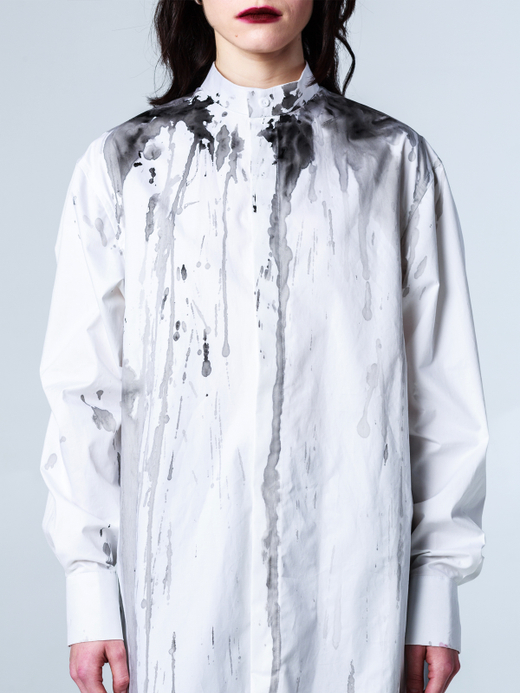 Рубашка "Смородина" с окрашиванием. Бело-черная