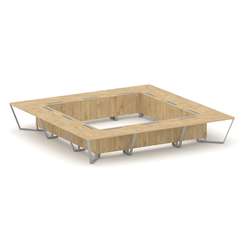 Steel Meet Стол переговорный квадратный KDK-PR.B.SP-24K Тиквуд Светлый/Металл Серый 4800*4800*750