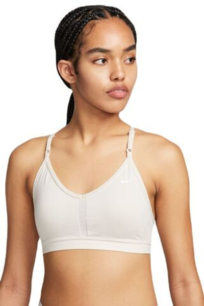 ТОП теннисный Nike Indy Bra V-Neck - light orewood brown/light orewood brown/white