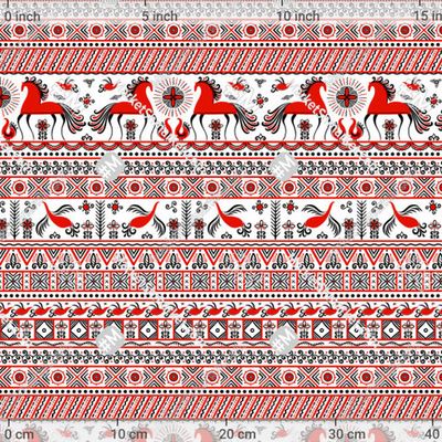 Лошади, птицы, солнце, цветы. Мезенская роспи by Irina Skaska 337 DPI