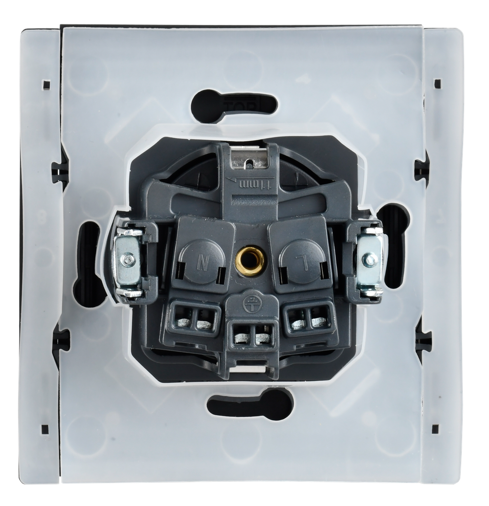 FORTE&PIANO Розетка 1-местная с заземлением с защитными шторками и крышкой винтовое крепление 16А IP44 FP521 сталь IEK