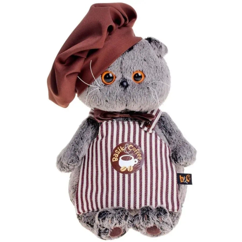 Мягкая игрушка кот Басик бариста 22 см