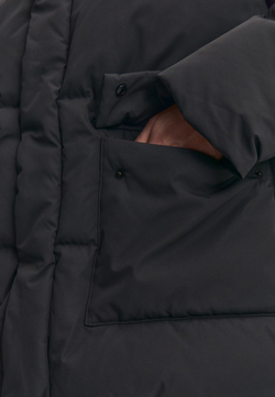 Пуховик удлиненный без капюшона | graphite