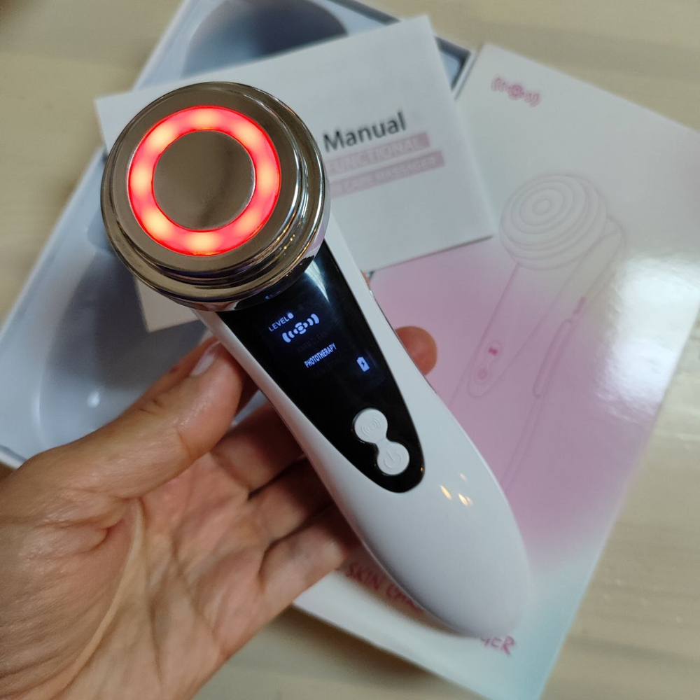 Микротоковый вибромассажер для лица с LED терапией