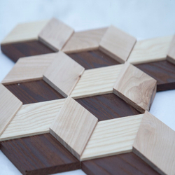 Деревянная мозаика для стен Wood Mosaic Микс Соты
