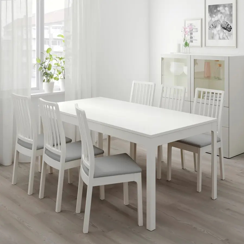 Стол и 6 стульев - IKEA EKEDALEN/ ЭКЕДАЛЕН ИКЕА, 180х240х90 см, белый/серый