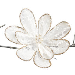 Магнолия LACE/PEARL FLOWER ON CLIP WH Goodwill Белый