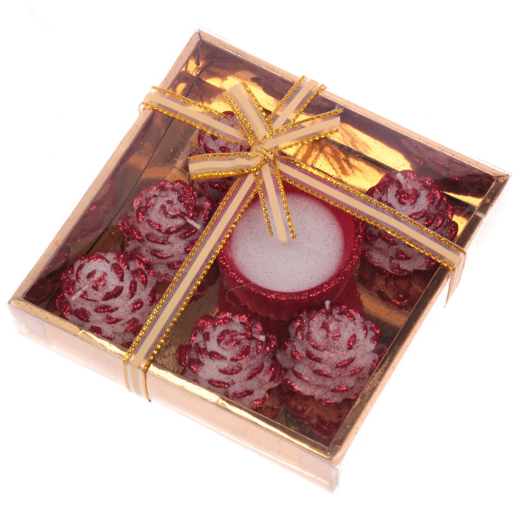 Набор свечей «Лесное очарование» 14х14х3 см, красный