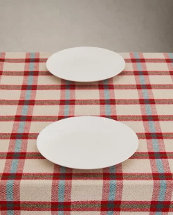 ZARA HOME ХЛОПКОВАЯ СКАТЕРТЬ В КЛЕТКУ, КРАСНЫЙ