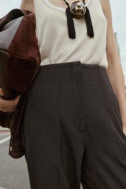 ZARA БРЮКИ С ВЫСОКОЙ ПОСАДКОЙ, КОРИЧНЕВЫЙ МЕЛАНЖ