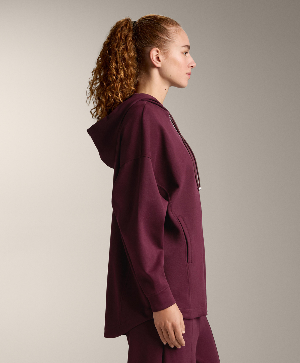 Oysho Куртка-Oversize с капюшоном из пике с хлопком, темно-гранатовый