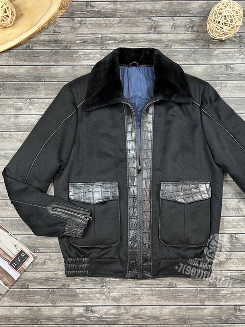 Куртка Angelo Galasso со вставками из кожи крокодила